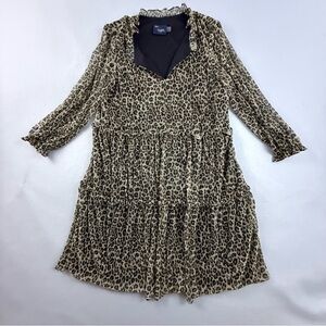Just... Taylor‎ Women's Medium Long Sleeve Chiffon Leopard Print Dress